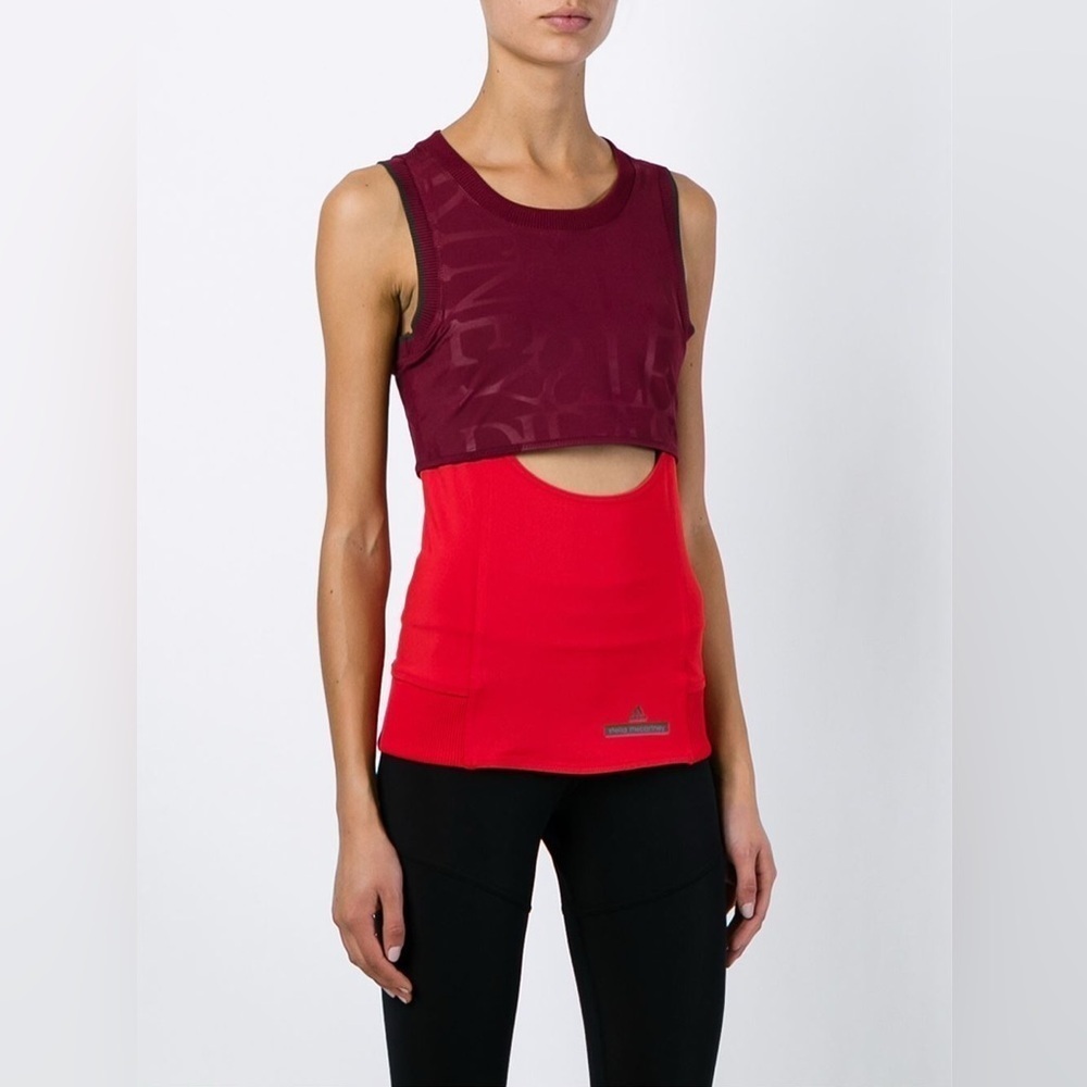 Adidas by Stella McCartney Cut Out Mesh Tank Burgundy Red Large - Running Gym